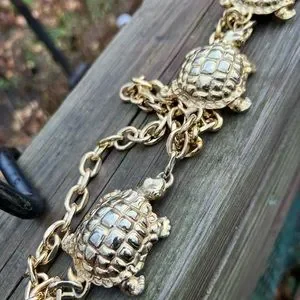 Vintage Bronze TURTLE Chain BELT 90 main image 3